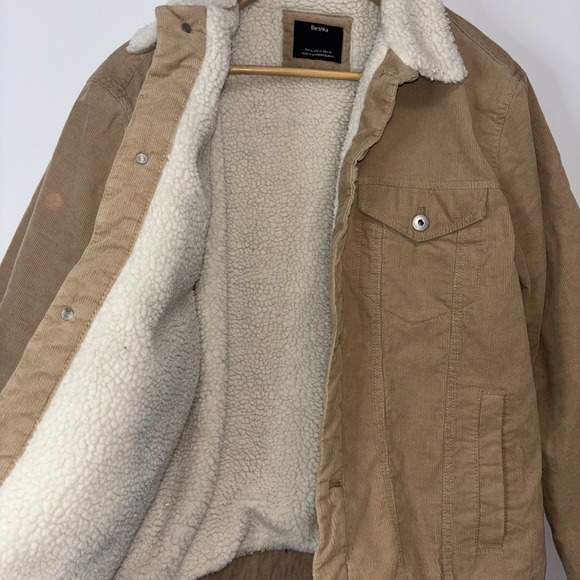 Bershka Women's Corduroy Trucker Jacket Pink Size M Sherpa Lined - Picture 6 of 9